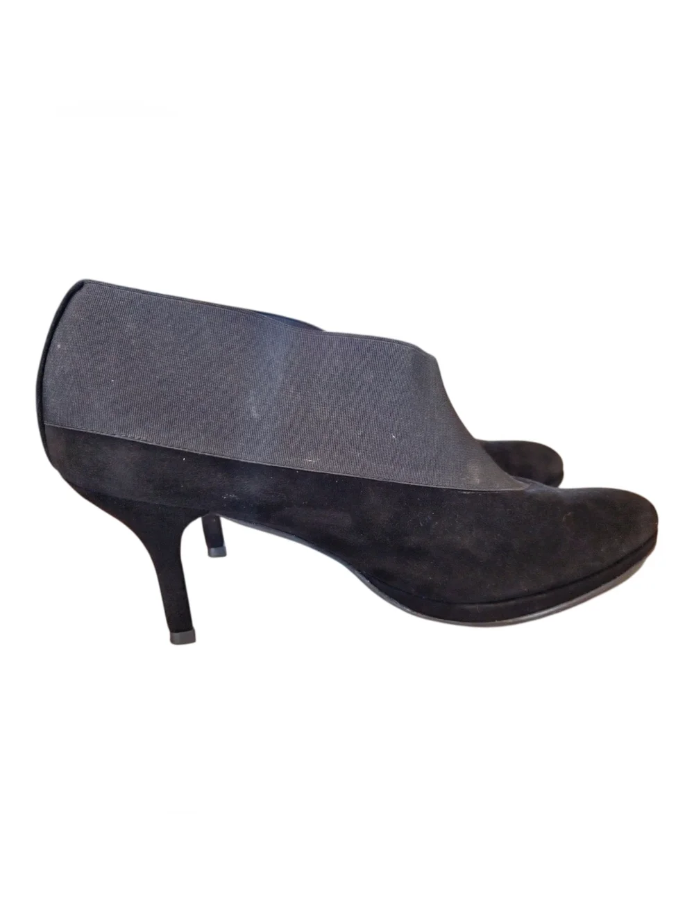 STUART WEITZMAN Black Suede Kitten Heel Booties Women's Size 7 1/2 M Minimalist